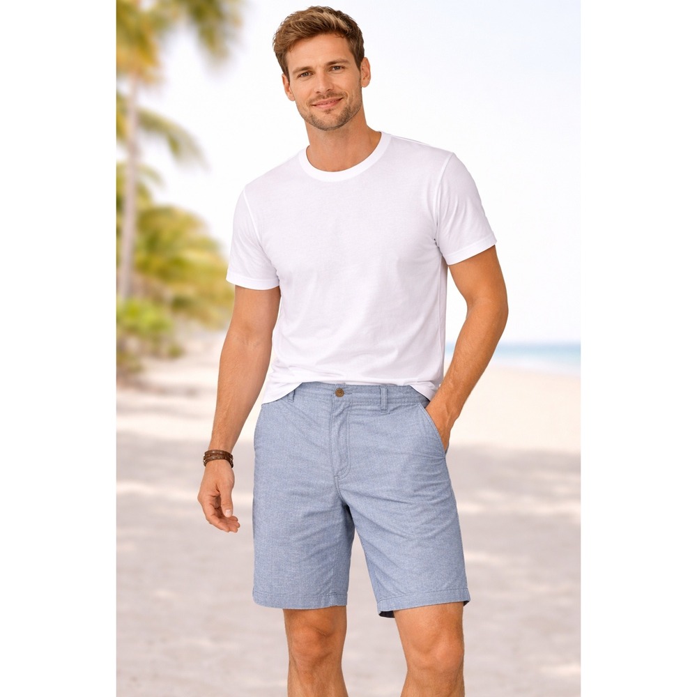 Urban Pipeline Mens 34 Light Blue Chambray Flat Front Casual Summer Shorts